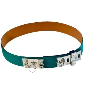 Hermès Collier de Chien Belt 2014 Malachite Epsom Leather Palladium